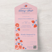 ベリースイートベビーシャワーワイルドベリー&フラワー オールインワン招待状 (内側)