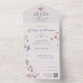 ベリースイートベビーシャワーワイルドベリー&フラワー オールインワン招待状 (内側)