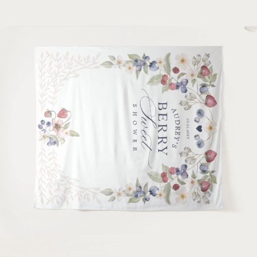 ベリースイートベビーシャワーワイルドベリー&フラワー タペストリー (正面(横))