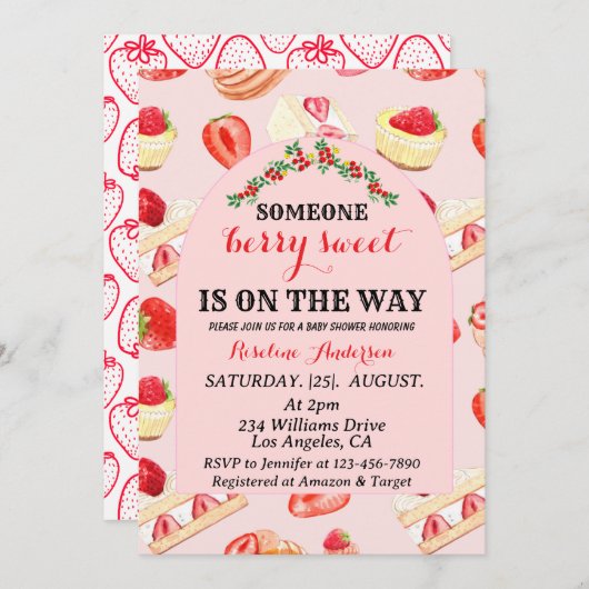 ベリースイートベビーシャワー招待状招待状 招待状 (正面/裏面)