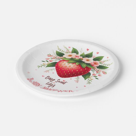 ベリースイートベビーシャワー紙プレートイチゴ ペーパープレート (アングル)