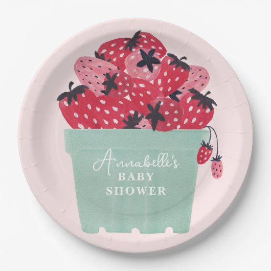 ベリースイートベビーシャワー紙プレートイチゴ ペーパープレート (正面)
