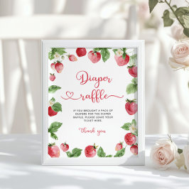ベリースイートベビーシャワー。イチゴおむつラッフル ポスター