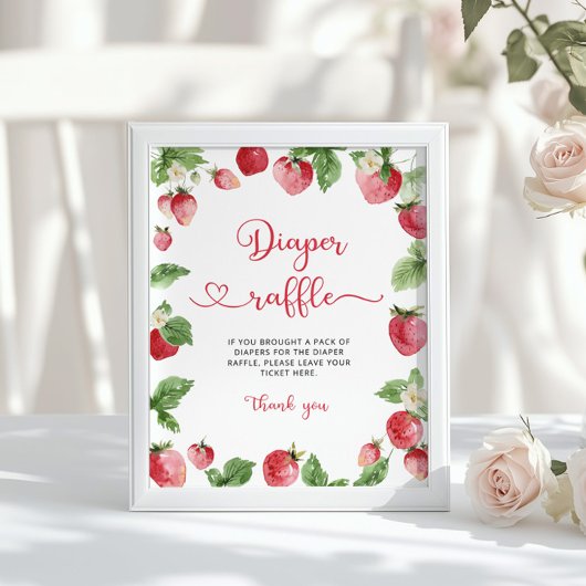 ベリースイートベビーシャワー。イチゴおむつラッフル ポスター