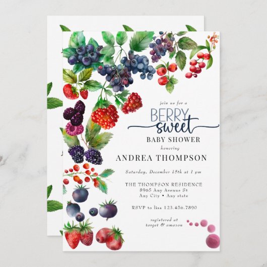 ベリースイートベビーシャワー 招待状 (正面/裏面)