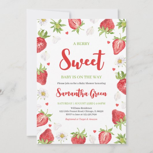 ベリースイートベビーシャワー 招待状 (正面)