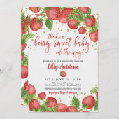 ベリースイートベビーストロベリーベビーシャワー招待状 招待状 (正面/裏面)