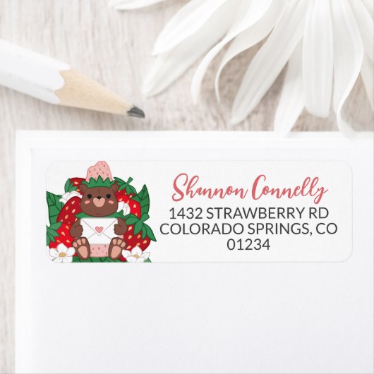 ベリースイートベビーピンクストロベリーベアーキューブアドレス ラベル (インサイチュ)