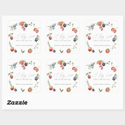 ベリースイートベリーガールベビーシャワー スクエアシール (シート)