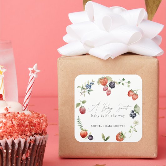 ベリースイートベリーガールベビーシャワー スクエアシール (パーティー)