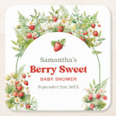 ベリースイートボホアーチピンクワイルドストロベリー スクエアペーパーコースター (正面)