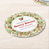 ベリースイートボホアーチピンクワイルドストロベリー ラウンドペーパーコースター (アングル)