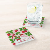 ベリースイートラズベリー子供の誕生日パーティー- ガラスコースター (アングル)