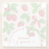 ベリースイートラズベリー子供の誕生日パーティー- ガラスコースター (裏面)