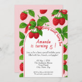 ベリースイートラズベリー子供の誕生日招待状 招待状 (正面/裏面)