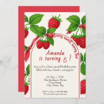 ベリースイートラズベリー子供の誕生日招待状