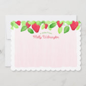 ベリースイートレッドストロベリーベビーシャワーノートカード 招待状 (正面)