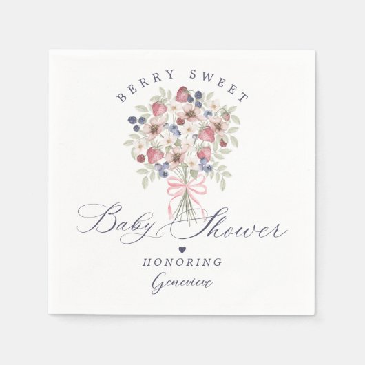 ベリースイートワイルドベリーフローラブーケベビーシャワー スタンダードカクテルナプキン (正面)