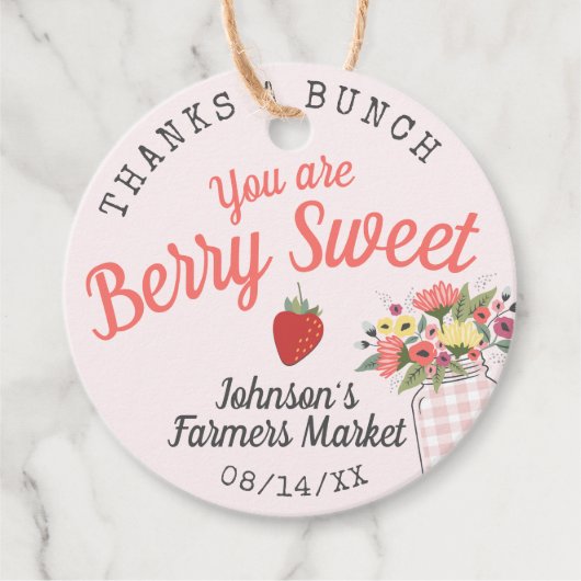 ベリースイート農家マーケットピンクベビーガールシャワー フェイバータグ (正面)