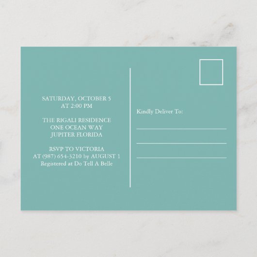 ベリースイートsipとベビーシャワー招待状を見る シーズンポストカード (裏面)