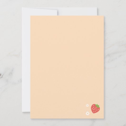 ベリースウィートお祝いイチゴ誕生日ピーチ 招待状 (裏面)