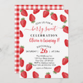 ベリースウィートが1イチゴ1歳の誕生日を飾る 招待状 (正面/裏面)