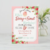 ベリースウィートイチゴテーマ誕生日招待状 招待状 (スタンド正面)