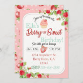 ベリースウィートイチゴテーマ誕生日招待状 招待状 (正面/裏面)