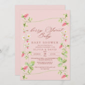 ベリースウィートエレガントベビーシャワーストロベリー 招待状 (正面/裏面)