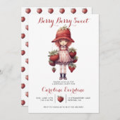 ベリースウィートガール図解入りの、写真付きのズ誕生日パーティー 招待状 (正面/裏面)