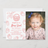 ベリースウィートスタローベリーフォトガール誕生日 招待状 (正面)