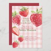 ベリースウィートストロベリーベビーシャワー 招待状 (正面/裏面)