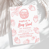 ベリースウィートハンド描きスターワベリー1st誕生日 招待状