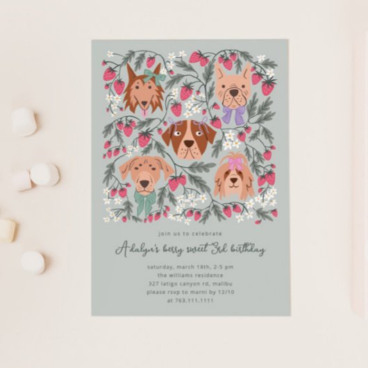 ベリースウィートバースデーパーティー | ストロベリードッグ 招待状