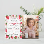 ベリースウィートファースト誕生日招待状ストロベリー 招待状 (スタンド正面)