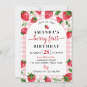 ベリースウィートファースト誕生日招待状ストロベリー 招待状 (正面)