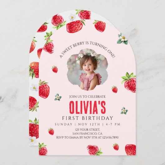 ベリースウィートファースト誕生日招待状 招待状 (正面/裏面)