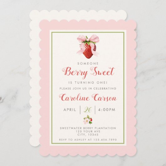 ベリースウィートファースト誕生日招待状 招待状 (正面/裏面)