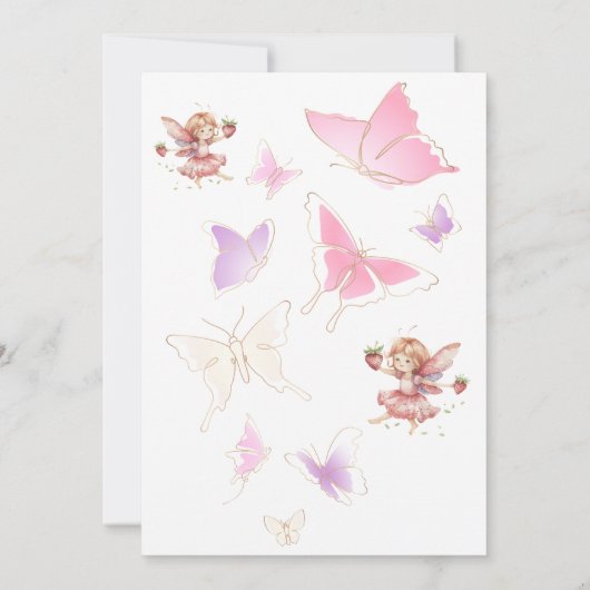 ベリースウィートフェアリーマジックストロベリーガーデン誕生日 招待状 (裏面)