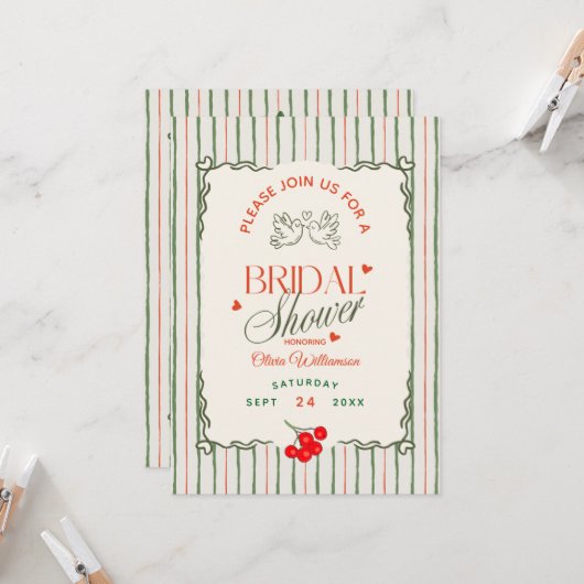 ベリースウィートブライダルシャワーワイルドベリー 招待状 (正面/裏面インサイチュ)