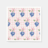 ベリースウィートブルーベリー1st誕生日ピンクギンガム スタンダードカクテルナプキン (正面)