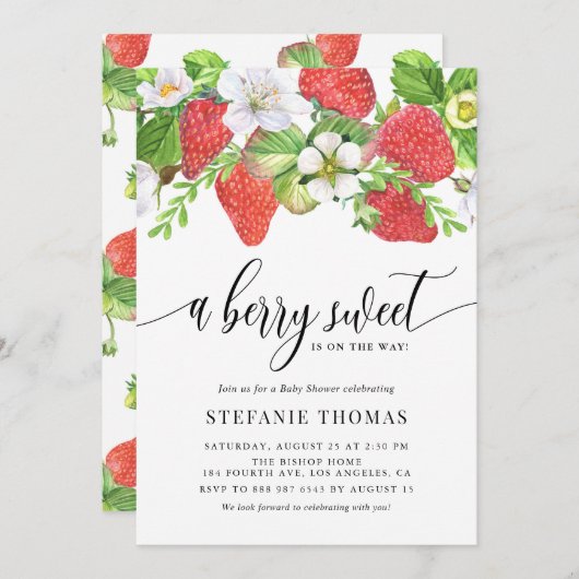 ベリースウィートベビーが赤ちゃんシャワーの途中にある 招待状 (正面/裏面)