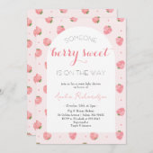 ベリースウィートベビーオンザウェイストロベリーベビーシャワー 招待状 (正面/裏面)