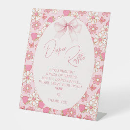 ベリースウィートボウ赤ちゃん女の子シャワーおむつラッフル 台座サイン