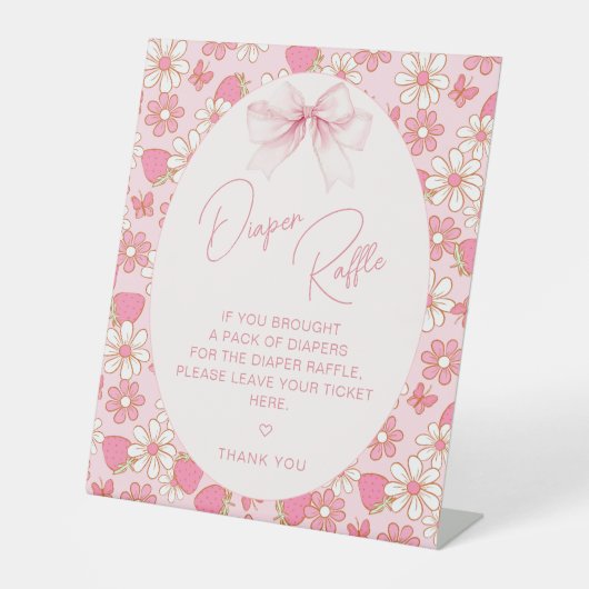 ベリースウィートボウ赤ちゃん女の子シャワーおむつラッフル 台座サイン (正面)