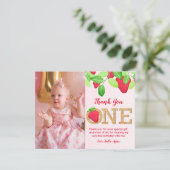 ベリースウィートレッドストロベリー1stバースデーガールフォト サンキューカード (スタンド正面)