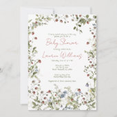 ベリースウィートワイルドフラワーウォーターカラーベビーシャワー 招待状 (正面)