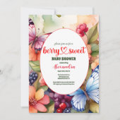 ベリースウィートワイルドフラワーウォーターカラーベビーシャワー 招待状 (正面)