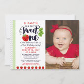 ベリースウィートワンストロベリーベビーファースト誕生日 招待状 (正面)