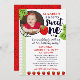 ベリースウィートワンストロベリーベビーファースト誕生日Inv 招待状